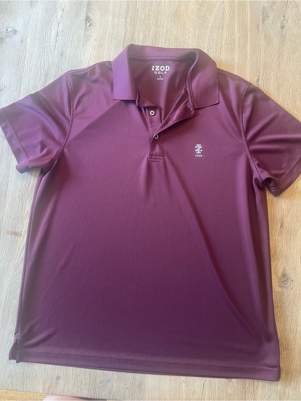 IZOD Golf Burgundy PerformancePolo Shirt Men’sLarge MoistureWicking Short Sleeve